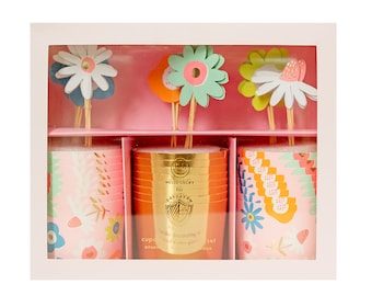 Flower Cupcake Decorating Set - Set includes 24 toppers + 24 baking cups
