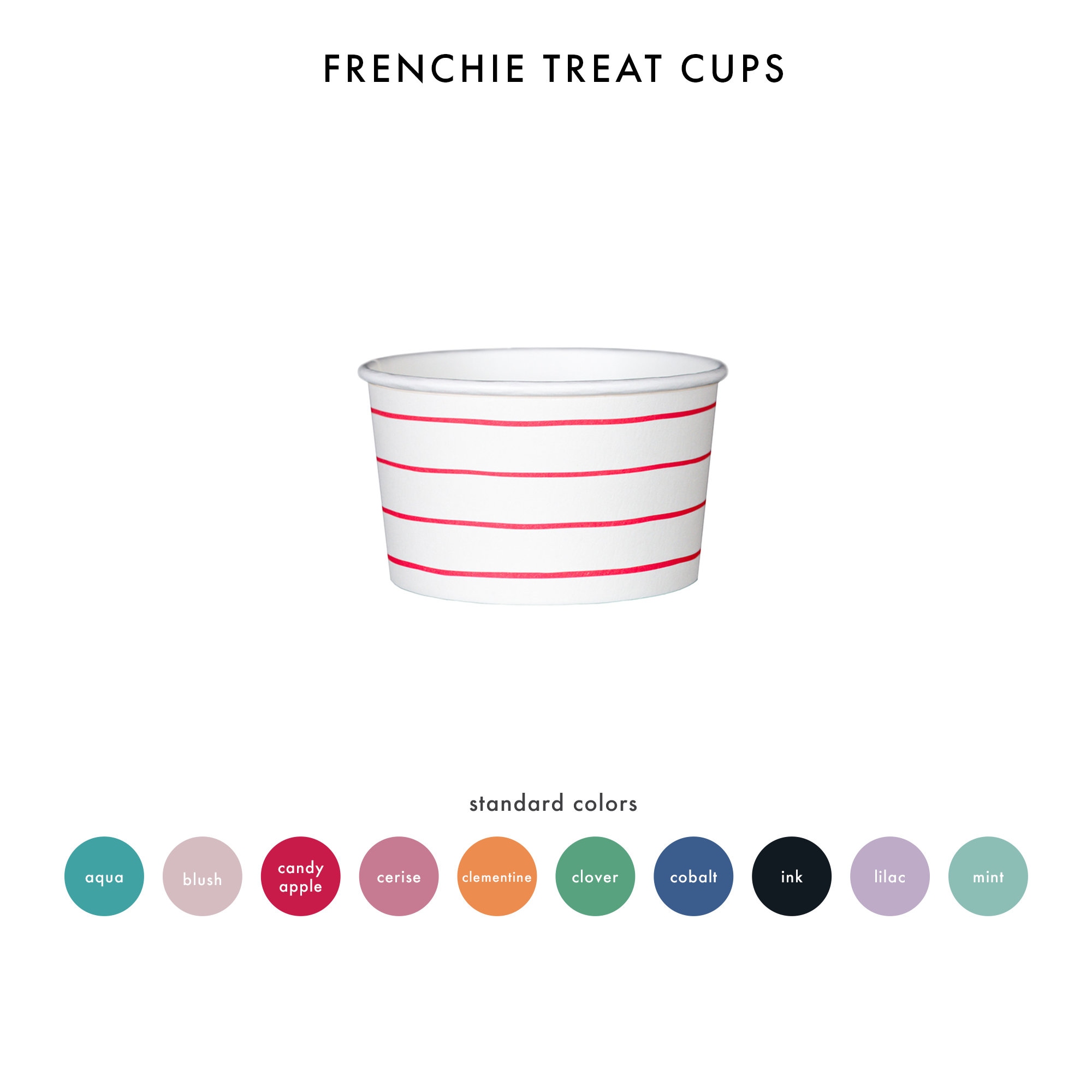 Frenchie Striped Treat Cups - Pack of 8 - 9 Color Options