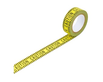 May include: Yellow and black caution tape with the word "CAUTION" printed on it.