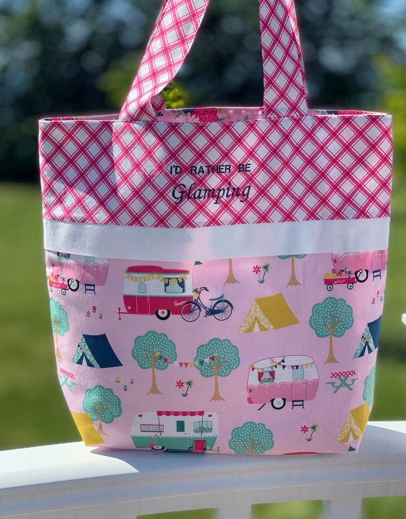 lined tote Glamping tote tote bag