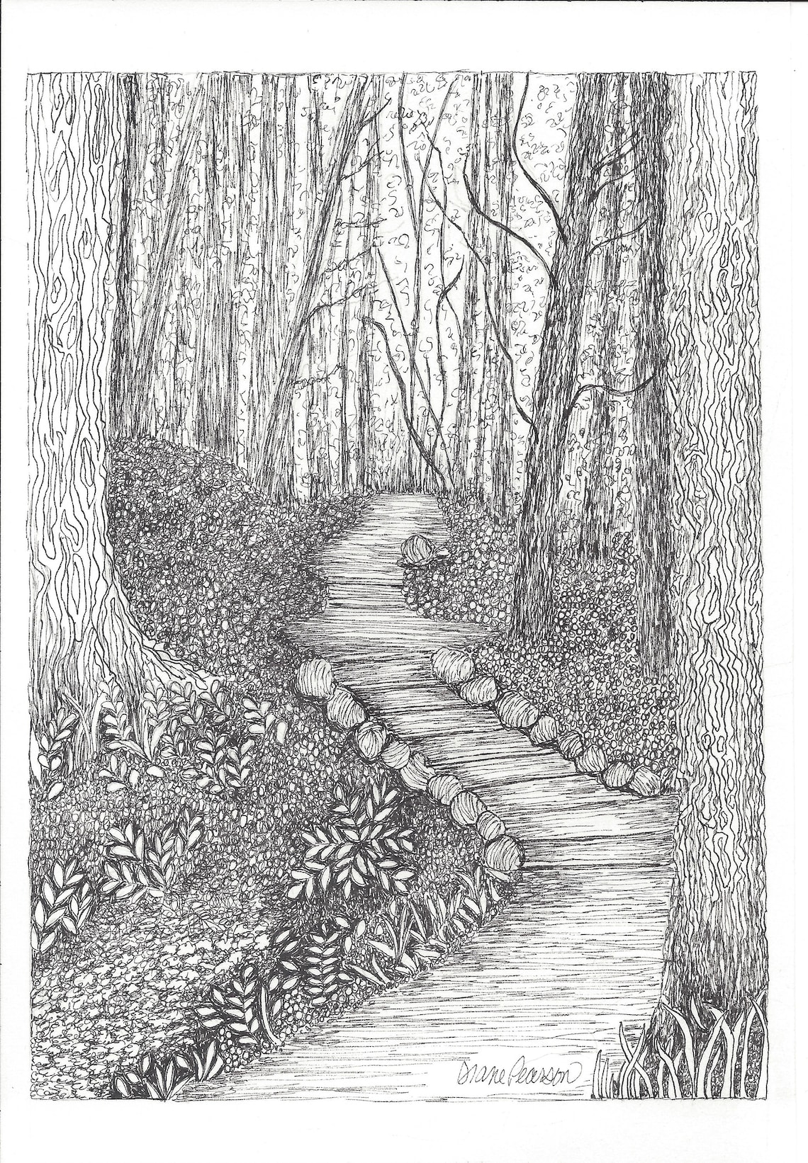 Follow the Trail Pen and Ink Drawing Original 5x7 Etsy
