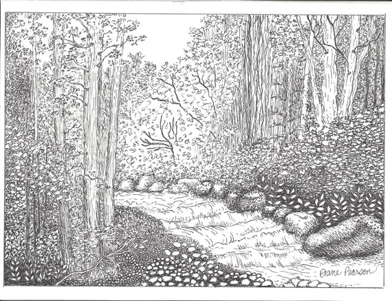 Pen  Ink Abstract landscape ink drawing Black landscape ink and pen  original drawing Drawing  Illustration etnacompe