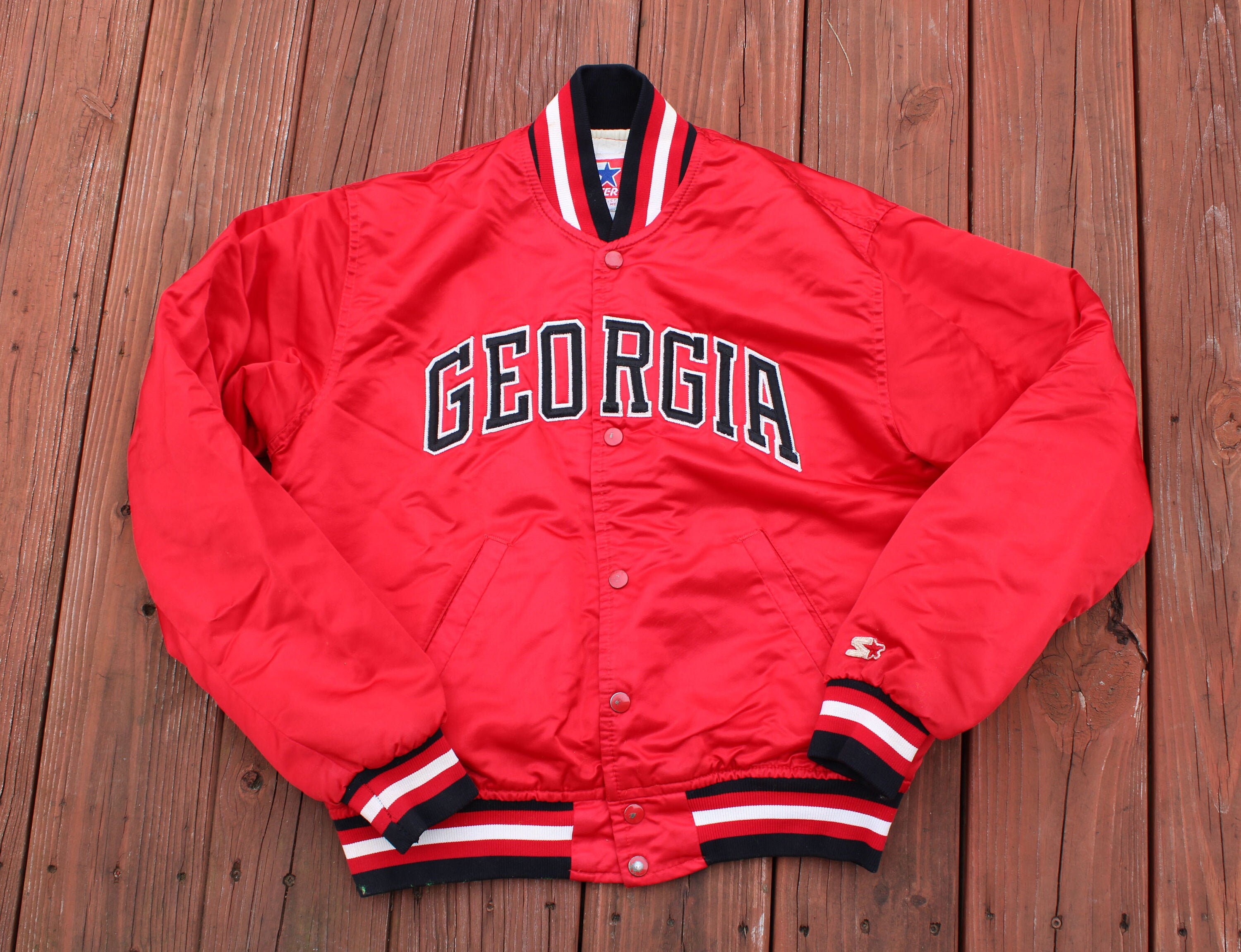 90s Georgia Bulldog Red Starter Pullover Puffy Jacket