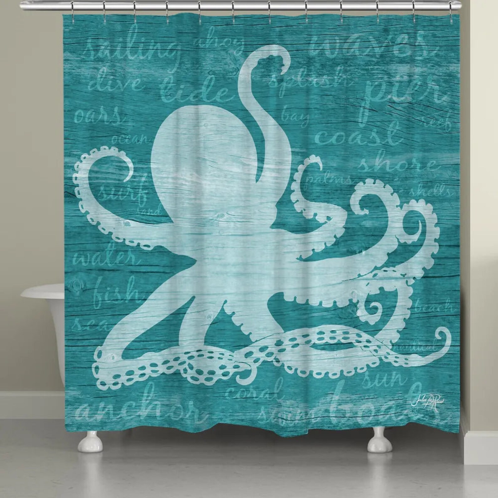 Octopus Words Shower Curtain Etsy