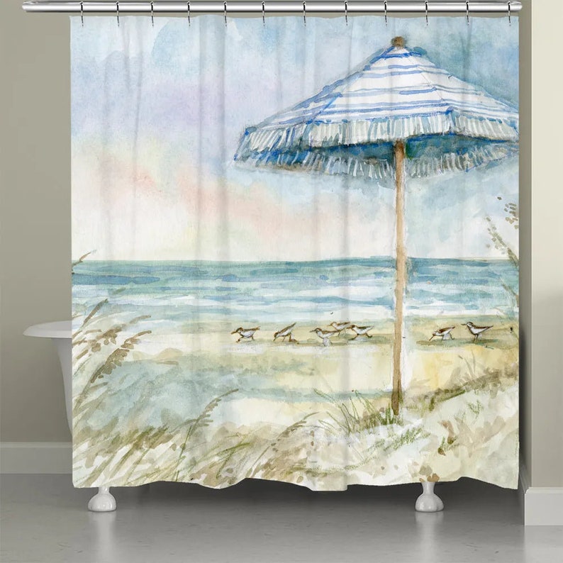 Coastal Sanctuary Beach Umbrella Shower Curtain Etsy