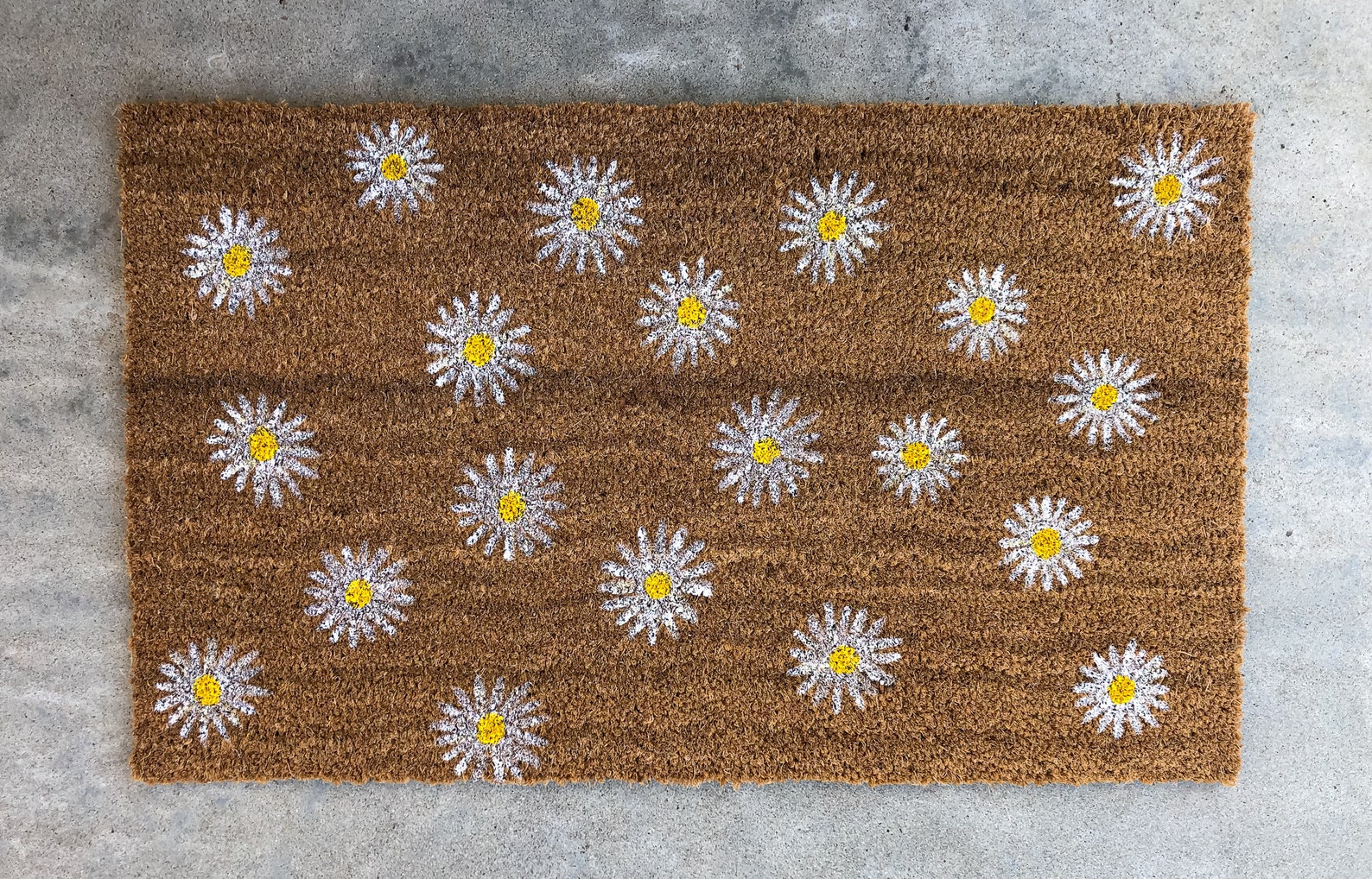 Painted Daisies Door Mat Handpainted 100 Coir Etsy