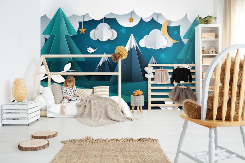 Arte De La Pared De La Montana Extraible Fondo De Pantalla De Etsy