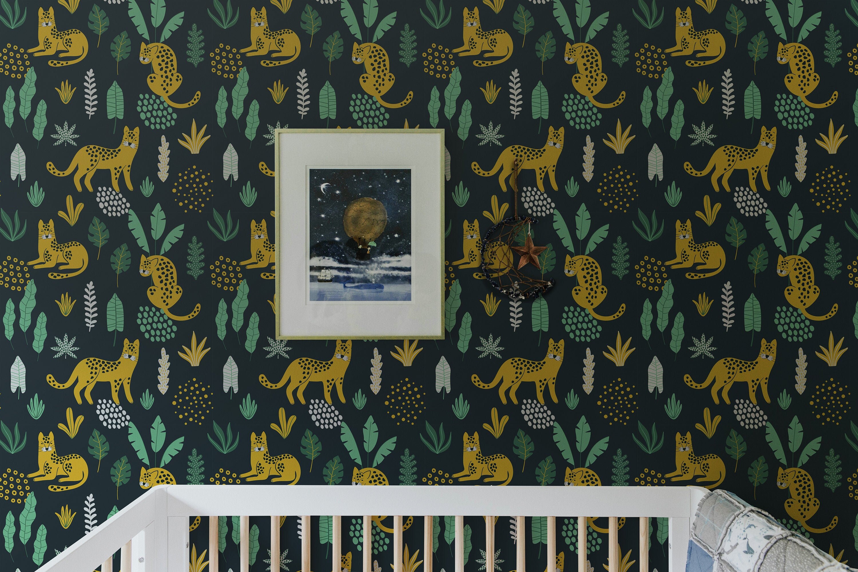 Leopard Wandkunst abnehmbar Kinderzimmer Tapete Wand dekor | Etsy