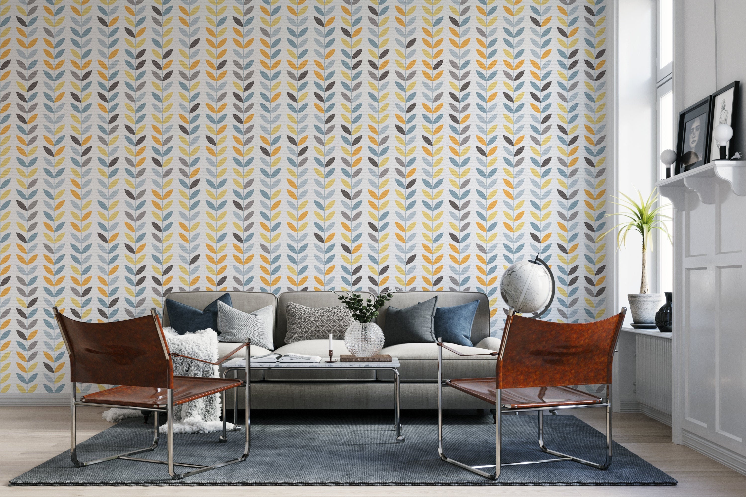 Geometric Striped Removable Wallpaper Reusable Wall Art Peel Etsy