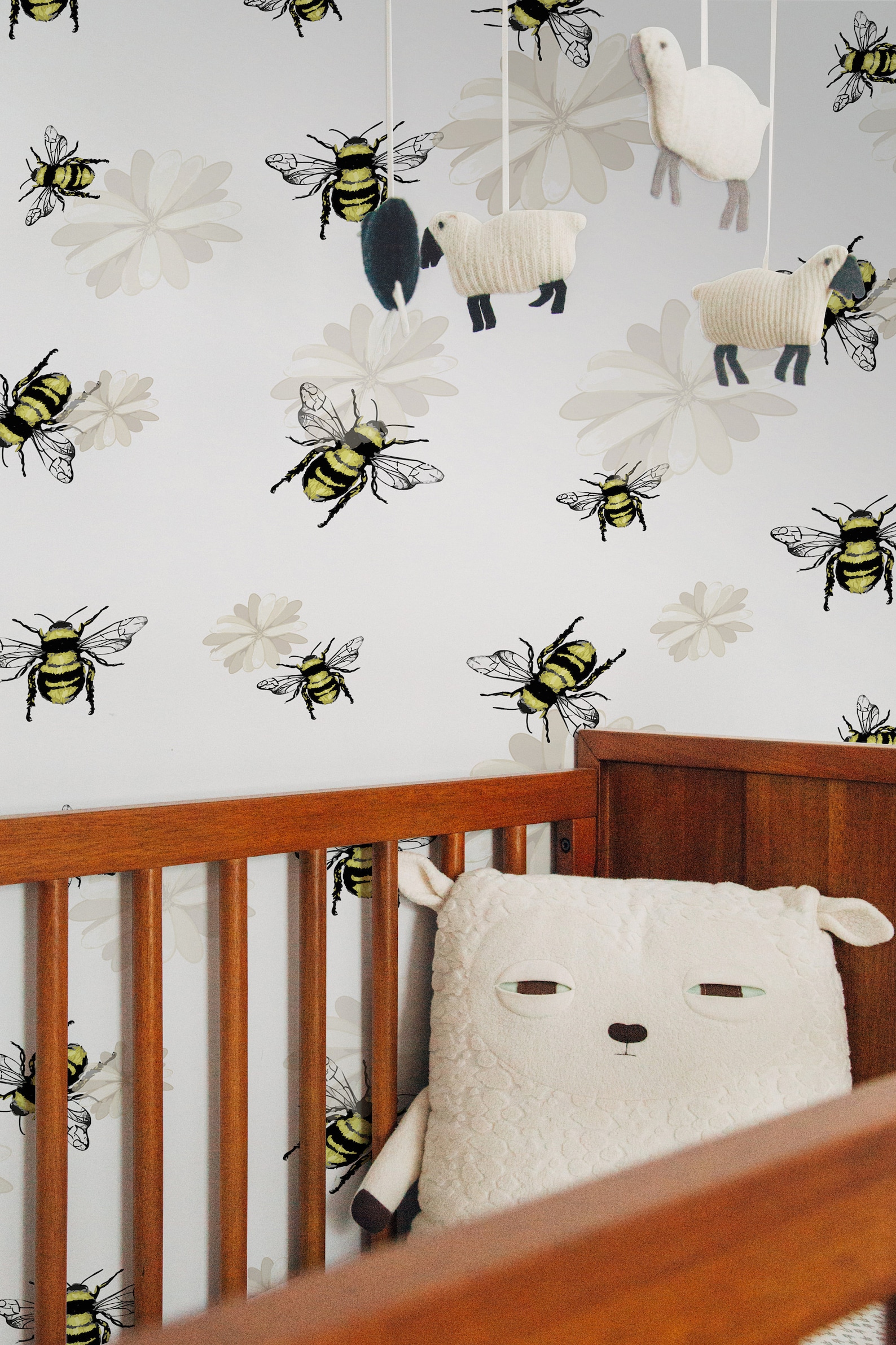 Removable Wallpaper Bee Floral Peel and Stick Wallpaper Wall | Etsy