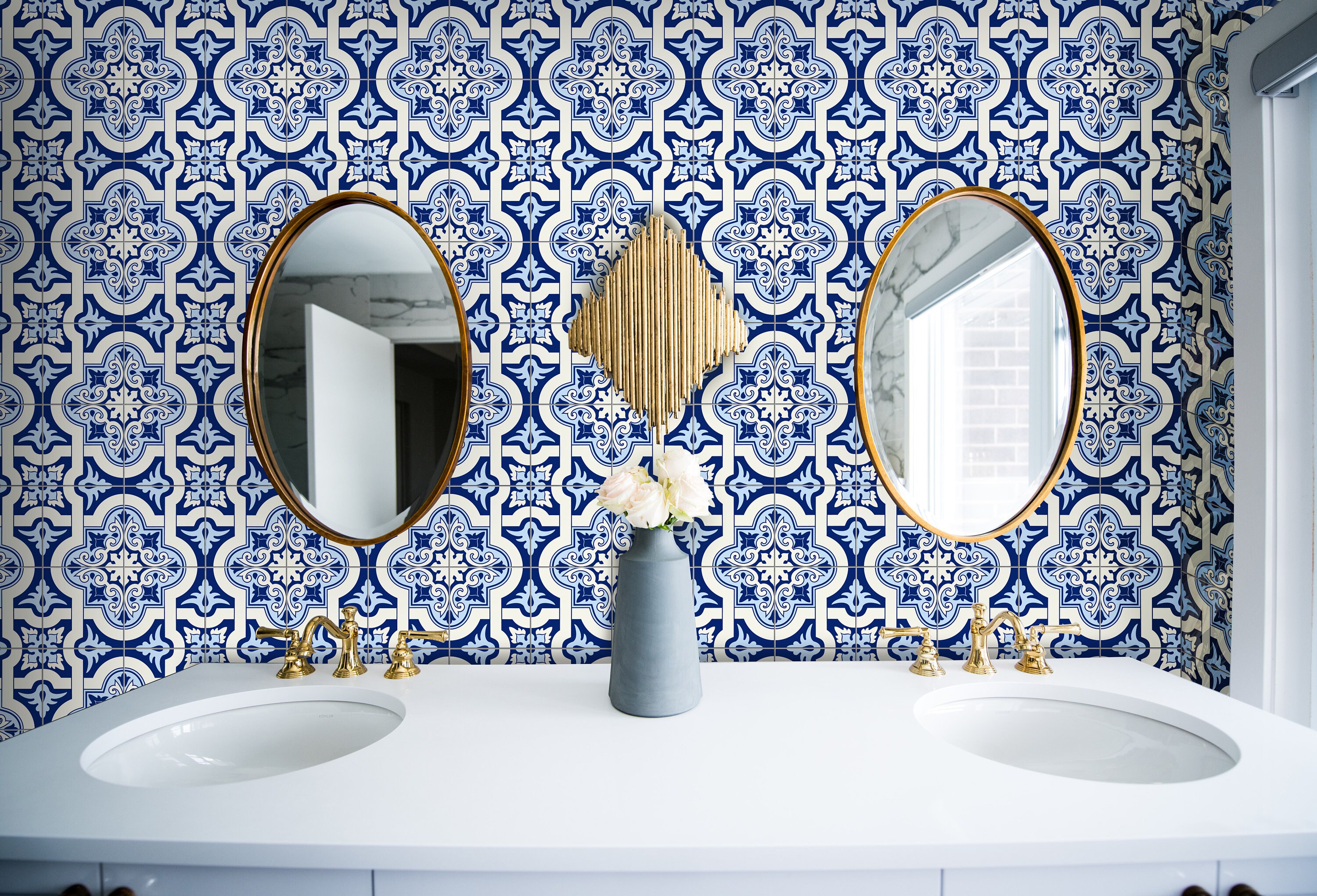 Portuguese Tiles Wallpaper Ornament Wallpaper Temporary | Etsy