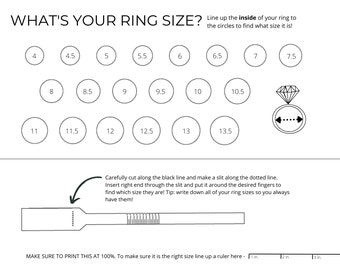 printable ring sizer etsy uk