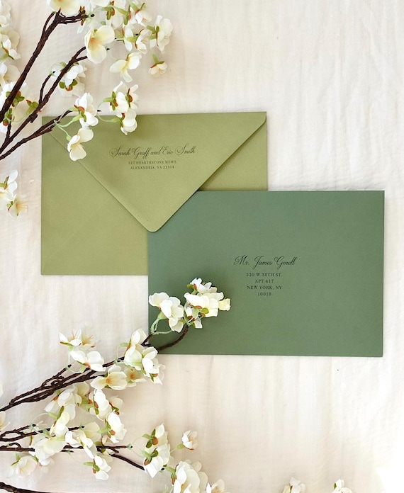 Printed envelope addressing, guest addressing and return addressing, invitation stationery, C5 envelopes included