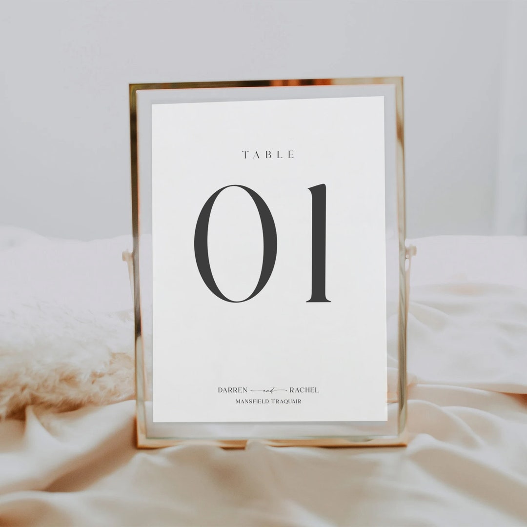 Printable Modern Wedding Table Numbers Template, Minimalist, Simple ...