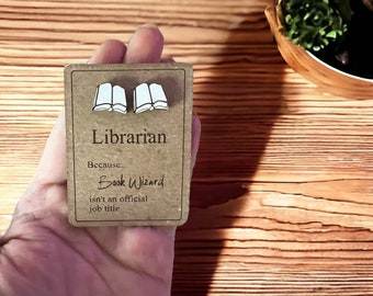 Örhängen med uppskattning för bibliotekarier - Örhängen med bokmotiv på specialkort med citat