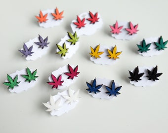Pendientes de hoja de cannabis de madera - Comprar 2 obtener 1 gratis!