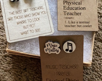Pendientes de apreciación de profesores en las artes: gran regalo para profesores de gimnasia, profesores de arte o profesores de música
