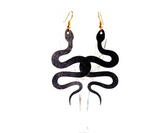 Slithering Black Snake Serpent Earrings- Or Choose from Gold, Silver, White or Copper