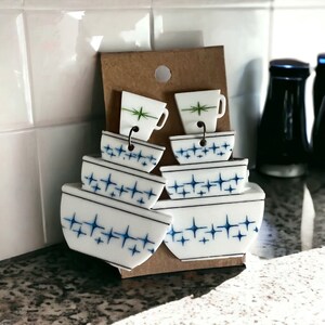 Pendientes colgantes inspirados en utensilios de cocina vintage - 50s, 60s, 70s Eras Funky Throwback Pendientes