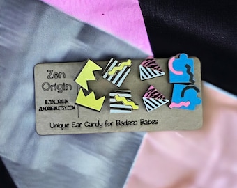 90s Themed Retro Stud Earring Set