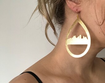 Pittsburgh Skyline Teardrop Oorbellen