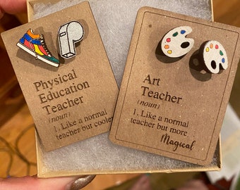 Teachers in the Arts Appreciation Stud Earrings - Paint Palettes, Gym Teacher Gift, Art Teacher Gift, Music Teacher Gift