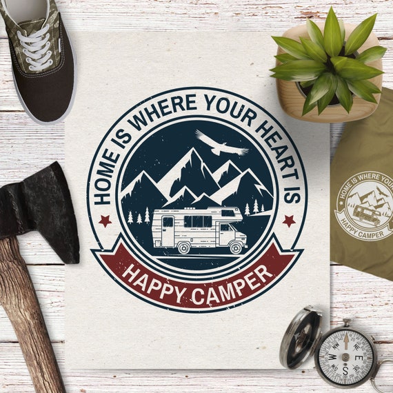 Happy Camper SVG Cut Files Camping Digital Camping Quote | Etsy