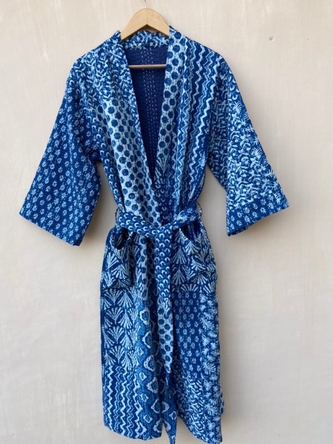 Cotton Robepure Cotton Bath Robeindian Handmade Patchwork Etsy