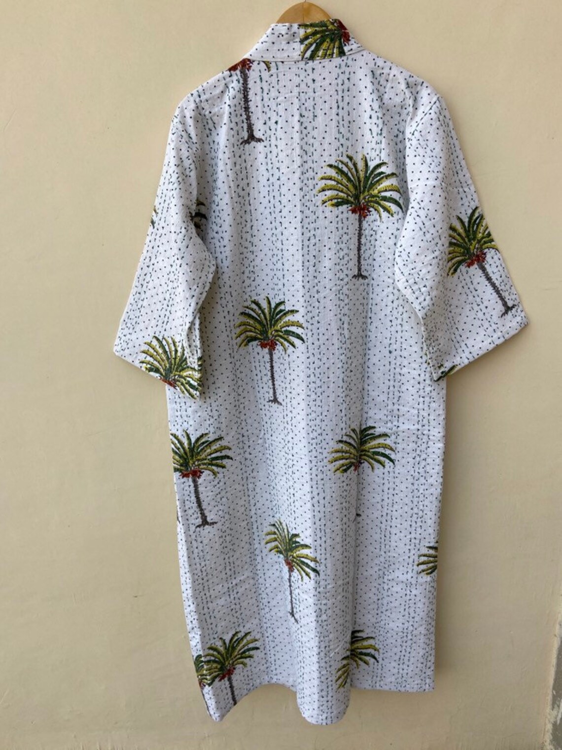 Bath Robe100% Cotton Indian Palm Tree Robe Handmade Kantha - Etsy