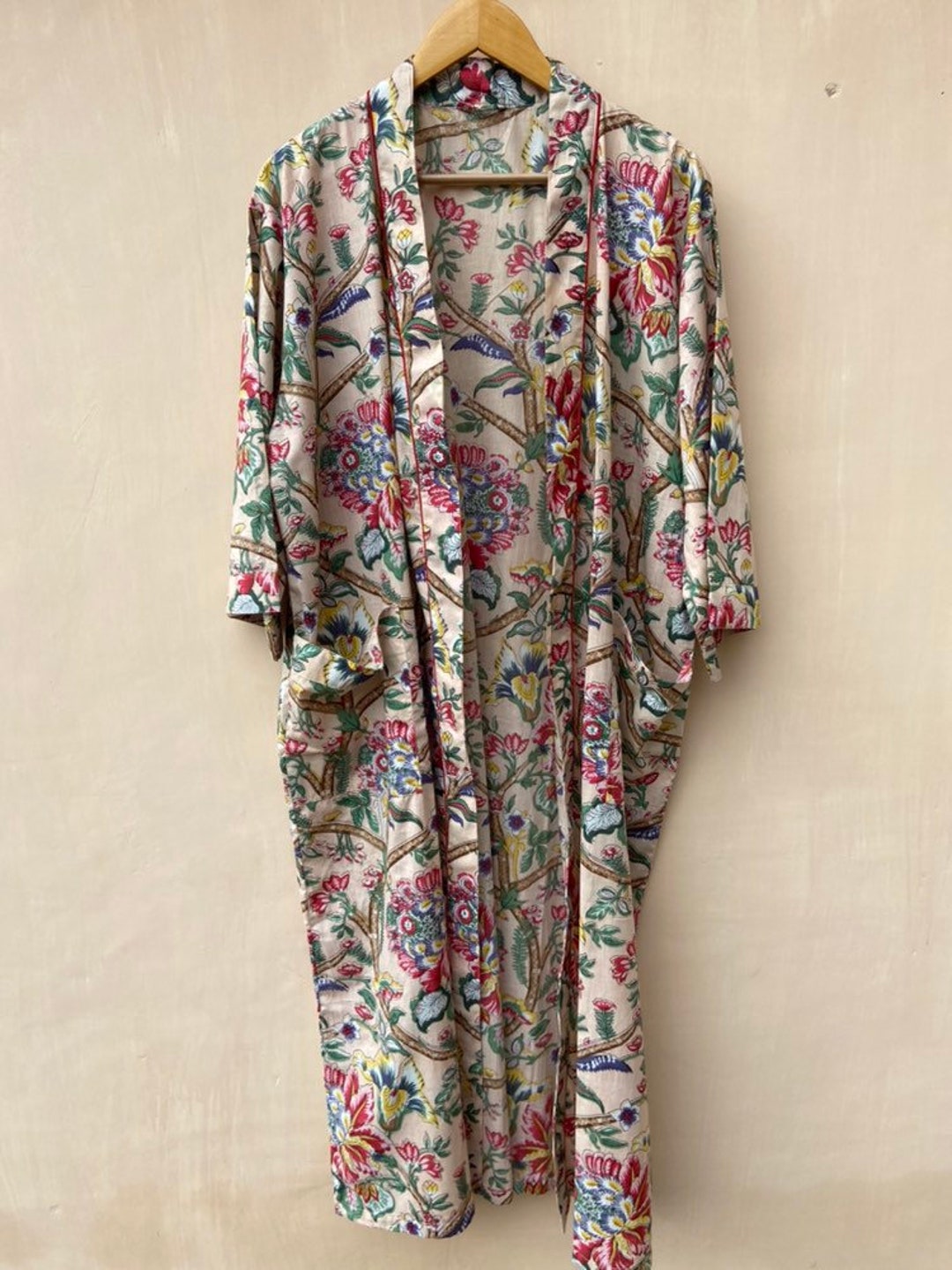 Cotton Kimono pure Cotton Hand Block Floral Print Robebath - Etsy