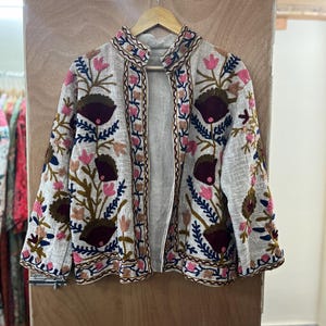 Suzani Embroidered Cotton Jacket: Reversible Quilted Patchwork
