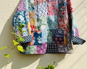Veste en coton Veste d'hiver Veste matelassée Veste en patchwork Veste en drap de coton Veste en coton pour femme Veste réversible