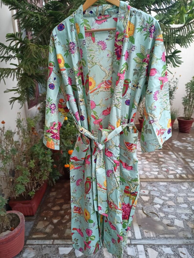 Watercolor Parrot Tropical Print Women's Robe