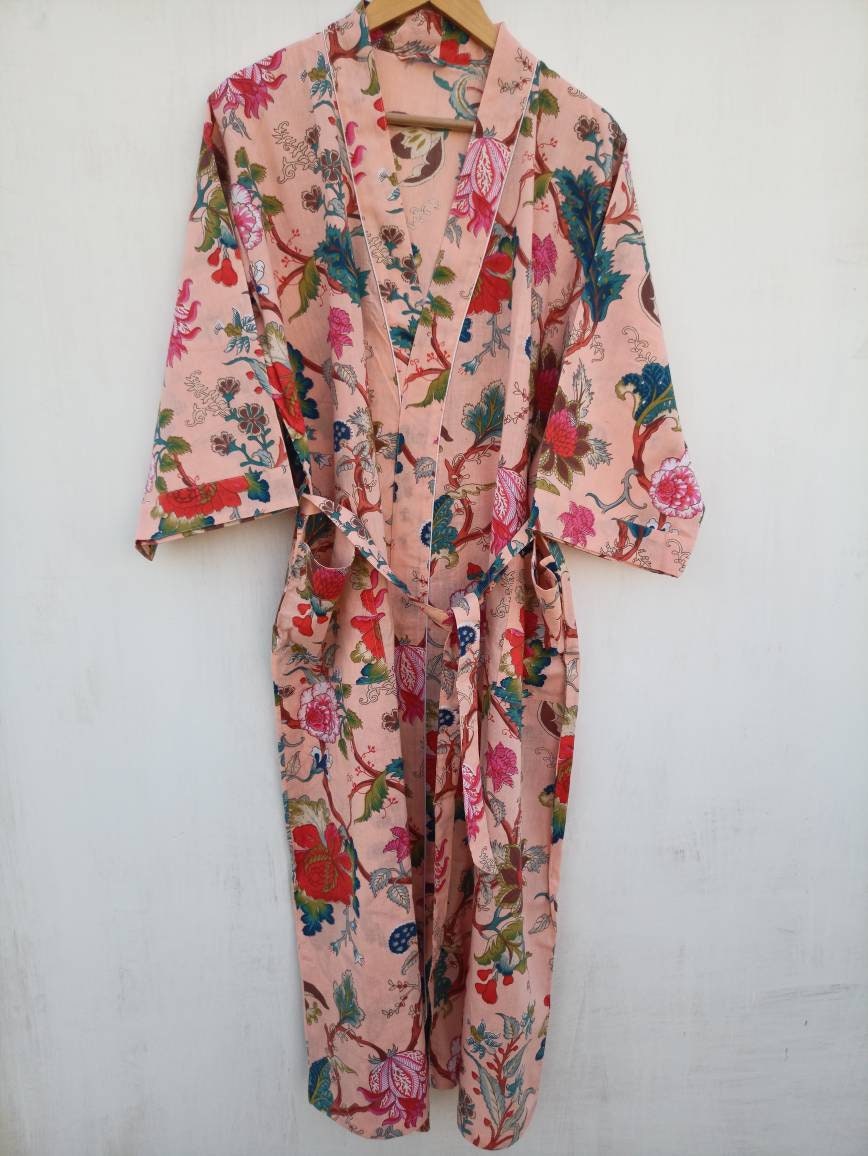 Discharge Print Floral Bath Robecotton Robekimono Indian - Etsy