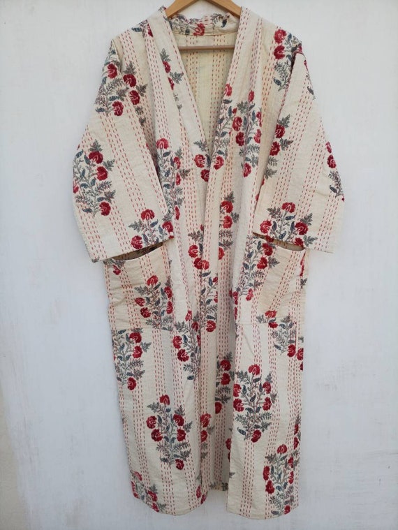 Bath Robe100% Cotton Indian Handmade Kantha Stitch Mughal - Etsy