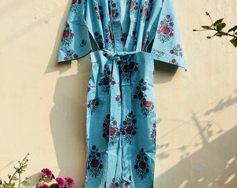 indian cotton dressing gown Indian Block Print Cotton Kimono Robe & Dressing Gown for Women  Indo Libas