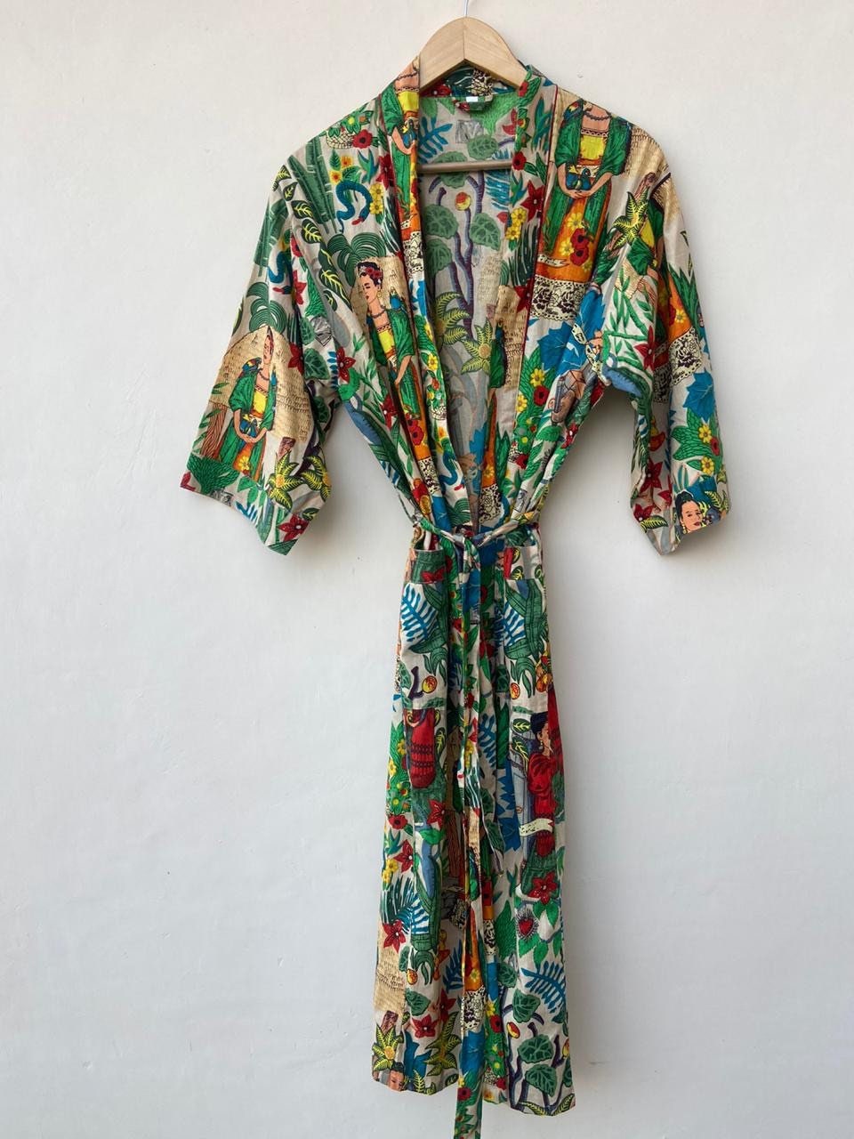 Kimonodressing Gownindian Pure Cotton Cambric Frida Kahlo - Etsy