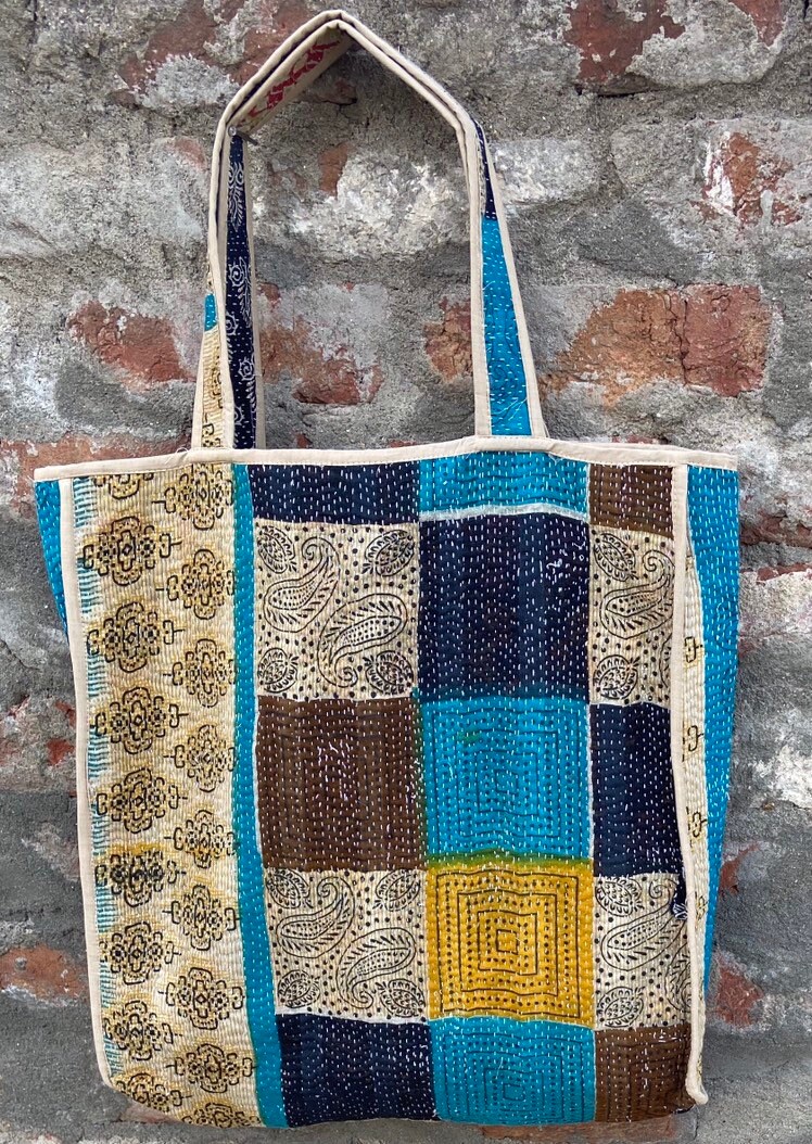 PUR (ピュール)kantha bag Kantha Blockprint Beach Bag Vintage Pearl – Quote Copenhagen Aps