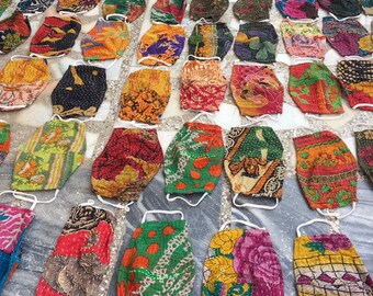 Lot of 600 Pieces Face Mask,Pure Cotton Vintage Kantha Mask,Reversible Face Mask,Kantha Mask,Boho Mask,Washable Mask Assorted.
