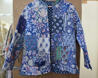 Veste matelassée réversible en patchwork de coton - Manteau d'hiver pour femme