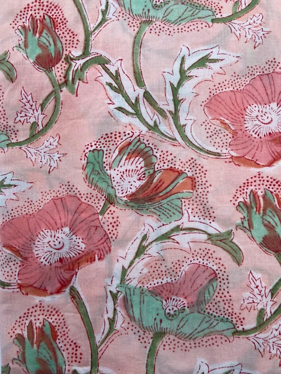 100 Cotton Indian Hand Block Print Fabric jaipur Sanganer Block Print Cambric Fabric dress Material curtain Fabric by Yards Design 37 Etsy