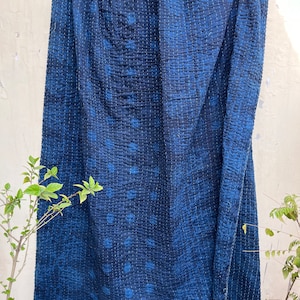 Vintage Indigo Kantha Quilt: Bengali Gudri Decke (120x160 cm)