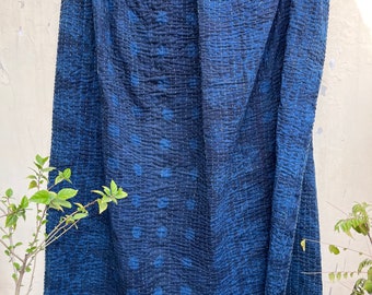 Vintage kantha quilt, indigo quilt  for home, vintage indigo kantha quilt , bengali gudri kantha