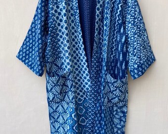 Bath Robe100% Cotton Indian Floral Handmade Indigo Palm Tree - Etsy