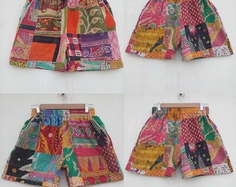 Kantha Pants,Old vintage handmade Pure Cotton kantha stitch Patchwork pants,Cotton Shorts,Beach Wear, Night Wear,Unisex Shorts.Beach Shorts.