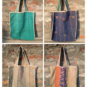 Kantha Markttasche,Indische Baumwolle Alte Vintage Kantha Stich Handgemachte Wendetasche,Tragetasche,Patchwork Kantha,Handtasche,Strandtasche Lot 5 Stück
