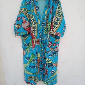 Unisex Cotton Robe,pure Cotton Bath Robe,indian Handmade Kantha Stitch ...