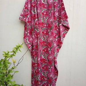 Cotton Kaftan,Soft Pure Cotton Indian Hand block Print Kaftan,Night Gown,Cotton Dress,Maxi,Beach Wear, Long kaftan,Light Weight Kaftan image 2