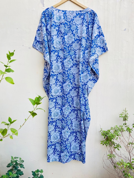 Cotton Kaftan Pure Cotton Indian Hand Block Print Kaftan Night Gown Cotton Dress Maxi Dress Beach Wear Soft Same as Picture.print No. 46 Etsy UK