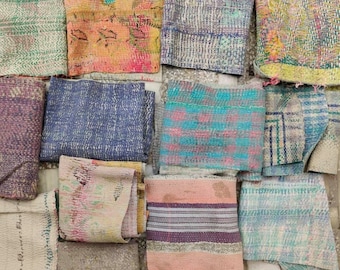 One kilogram Antique Old Vintage Kantha stitch quilt Swatches,Gudari swatches,loose swatches,Gudari swatches one kg.Fine kantha Swatches